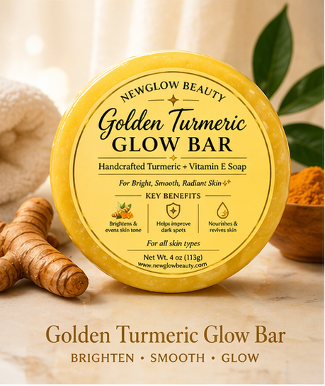 NEWGLOW Golden Turmeric Glow Bar – Turmeric & Vitamin E Brightening Soap (4 oz)