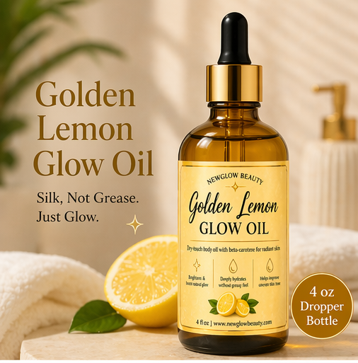 NEWGLOW Golden Lemon Glow Oil – Brightening & Hydrating Body Oil (4 oz)