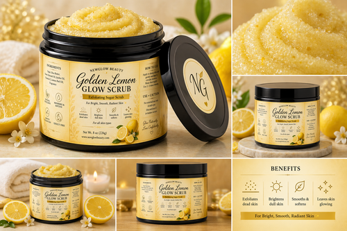 Glow Body Scrub | Lemon, Carrot & Turmeric Sugar Scrub | Exfoliating Body Polish | Smooth Radiant Skin | Natural Skincare