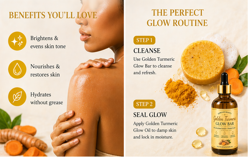 NEWGLOW Golden Turmeric Glow Duo – Brightening Soap & Hydrating Oil for Even, Radiant Skin