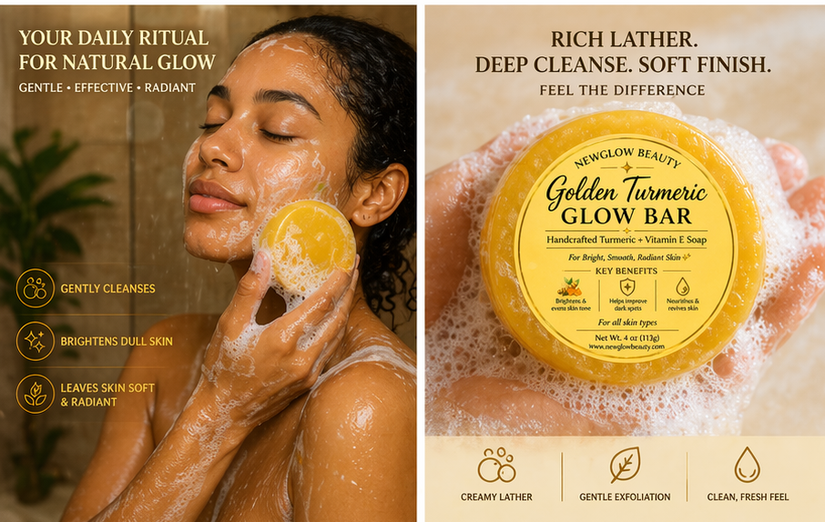 NEWGLOW Golden Turmeric Glow Bar – Turmeric & Vitamin E Brightening Soap (4 oz)