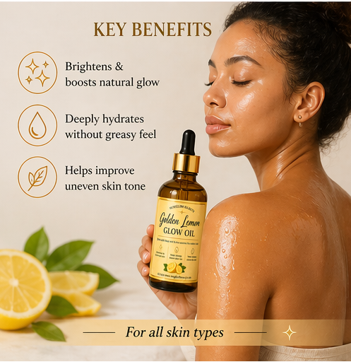 NEWGLOW Golden Lemon Glow Oil – Brightening & Hydrating Body Oil (4 oz)