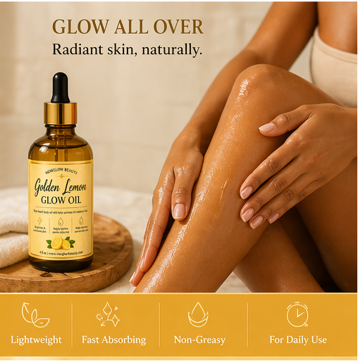 NEWGLOW Golden Lemon Glow Oil – Brightening & Hydrating Body Oil (4 oz)