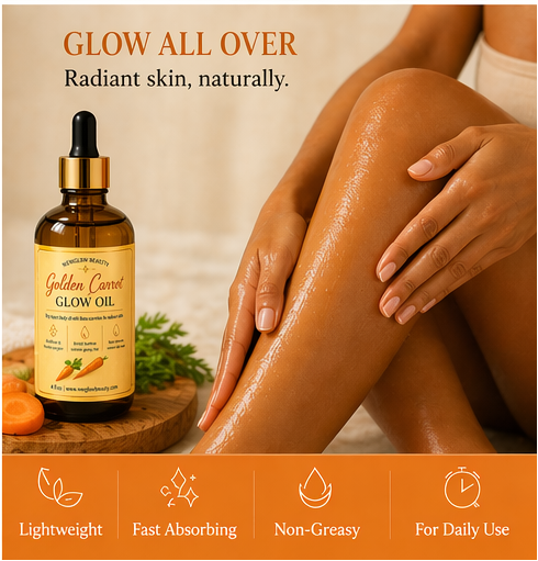NEWGLOW Golden Carrot Glow Oil – Radiance Boosting Body Oil with Vitamin E (4 oz)
