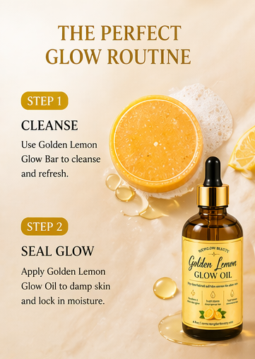 NEWGLOW Golden Lemon Glow Duo – Brightening Soap & Body Oil for Smooth, Radiant Skin
