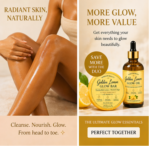 NEWGLOW Golden Lemon Glow Duo – Brightening Soap & Body Oil for Smooth, Radiant Skin