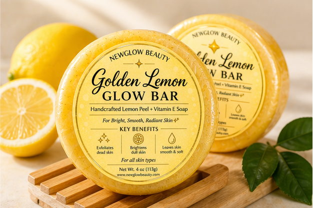 NEWGLOW Golden Lemon Glow Bar (4 oz) – Brightening Handmade Soap for Smooth, Radiant Skin