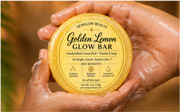 NEWGLOW Golden Lemon Glow Bar (4 oz) – Brightening Handmade Soap for Smooth, Radiant Skin