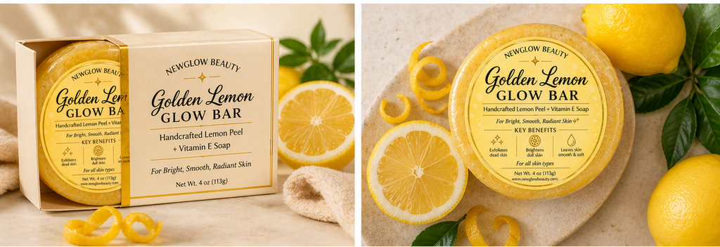 NEWGLOW Golden Lemon Glow Bar (4 oz) – Brightening Handmade Soap for Smooth, Radiant Skin