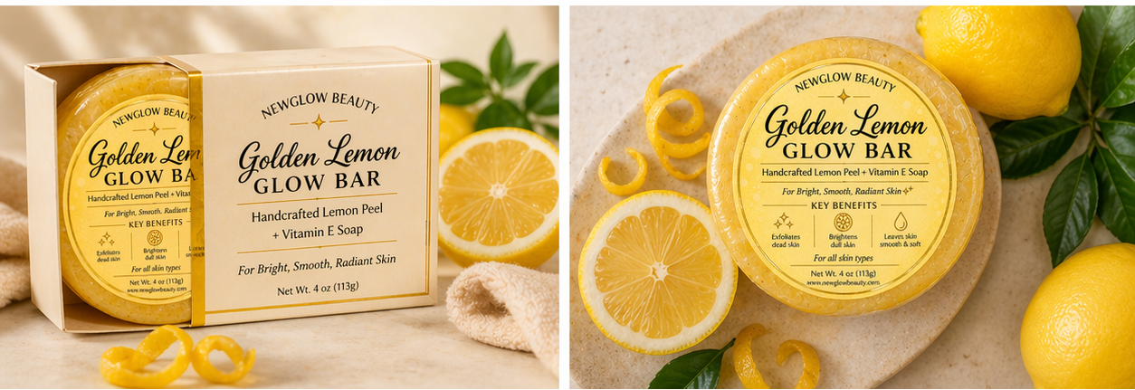 NEWGLOW Golden Lemon Glow Bar (4 oz) – Brightening Handmade Soap for Smooth, Radiant Skin
