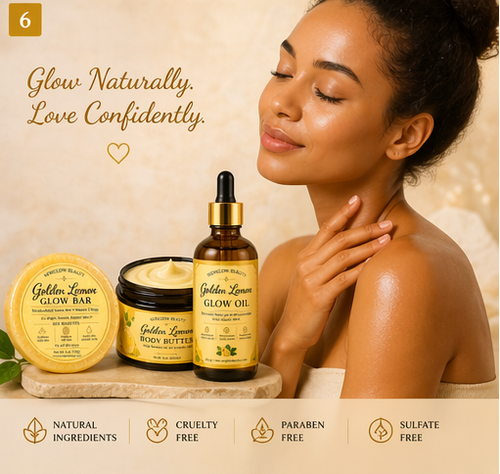 Golden Trio Glow Set | Soap, Body Butter & Glow Oil | Lemon, Carrot & Turmeric | 3-Step Radiant Skin Routine