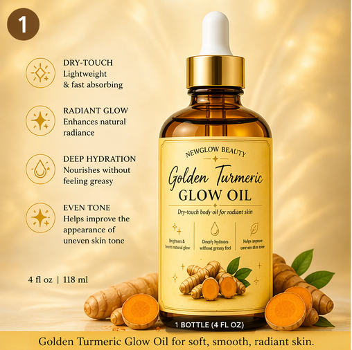 NEWGLOW Golden Turmeric Glow Oil – Lightweight Body Oil for Radiant, Smooth & Hydrated Skin
