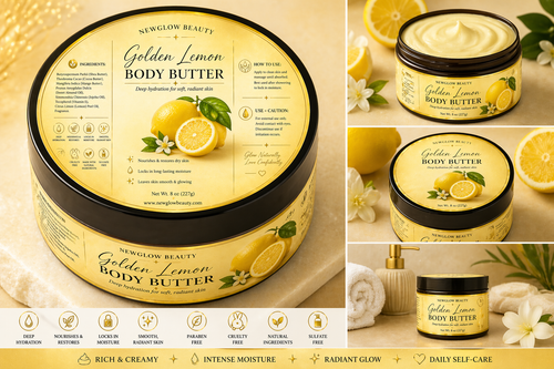 Glow Body Butter | Lemon, Carrot & Turmeric | Deep Moisturizing Cream for Soft Radiant Skin