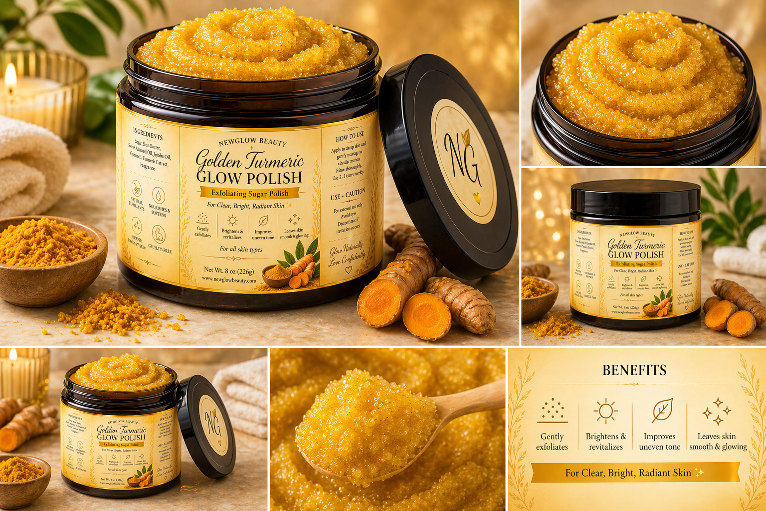 Glow Body Scrub | Lemon, Carrot & Turmeric Sugar Scrub | Exfoliating Body Polish | Smooth Radiant Skin | Natural Skincare