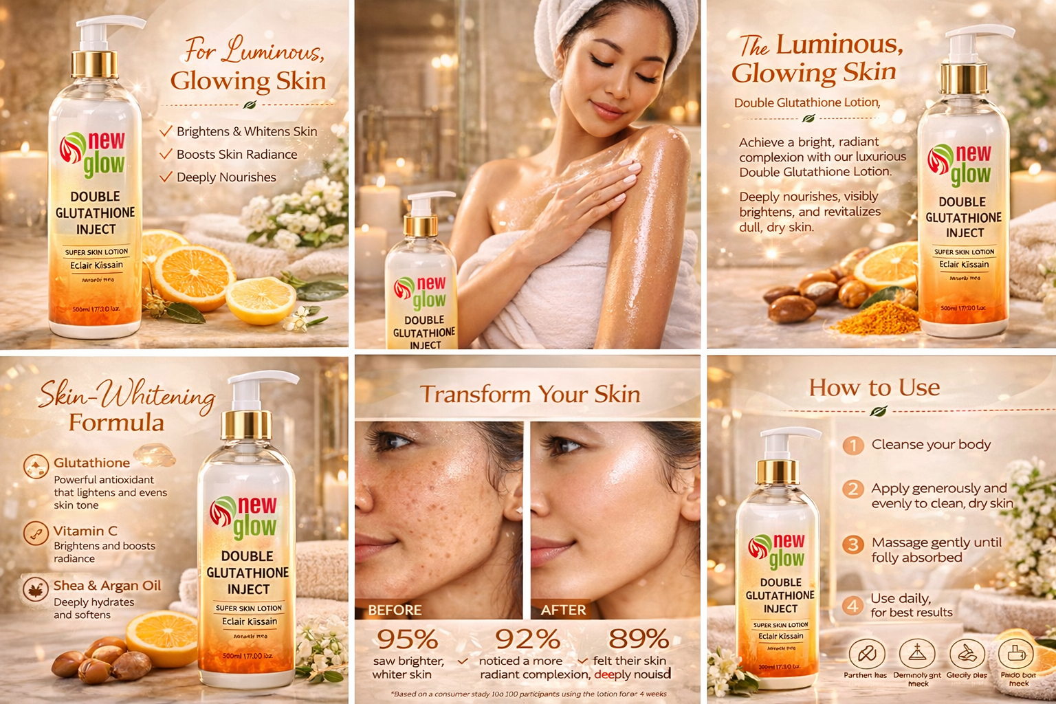 NEWGLOW Glow Bundle Set (4-Piece Routine) | Hydrating Skincare Set for Face & Body
