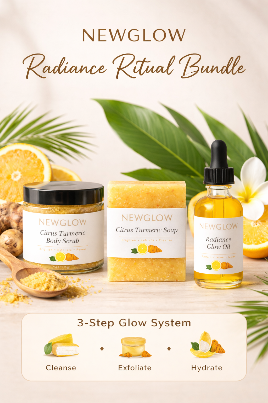 NEWGLOW Glow Up Bundle – 3-Step Radiance System for Smooth, Bright Skin