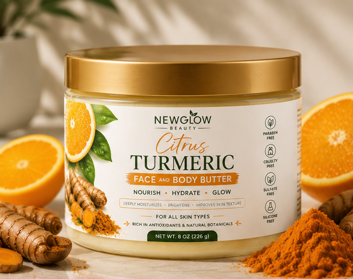 NEWGLOW Citrus Turmeric Face & Body Butter – Deep Moisturizing Cream for Soft, Radiant & Glowing Skin