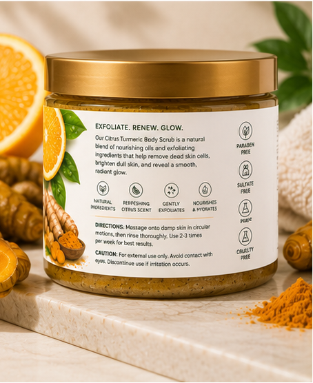 NEWGLOW Citrus Turmeric Body Scrub – Brightening & Exfoliating Glow Polish