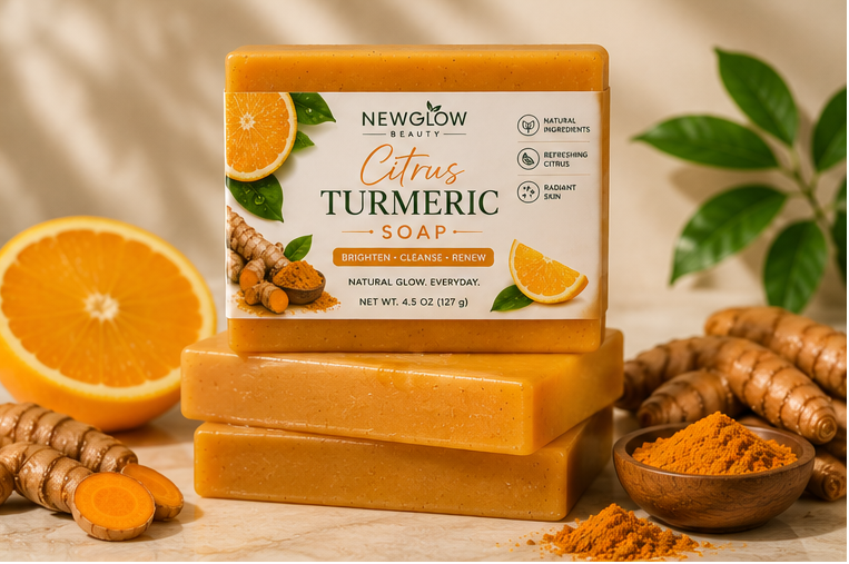 NEWGLOW Citrus Turmeric Soap – Brightening & Cleansing Glow Bar