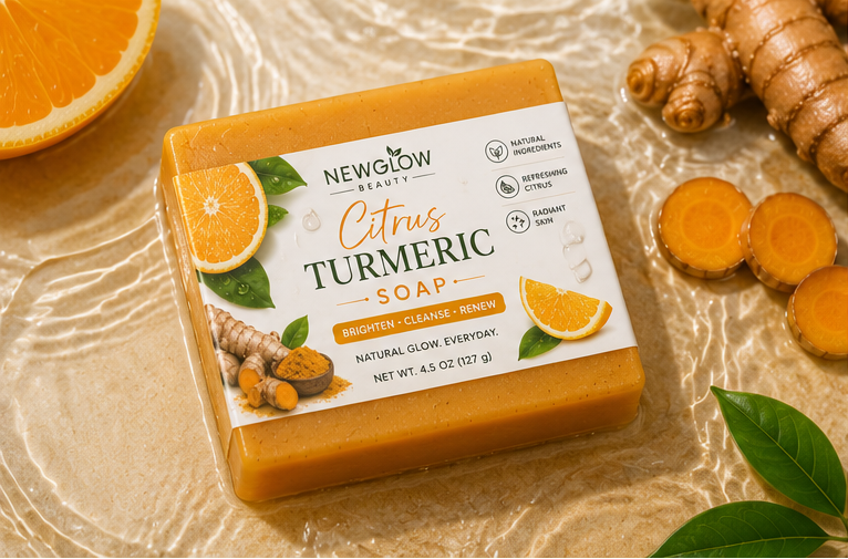 NEWGLOW Citrus Turmeric Soap – Brightening & Cleansing Glow Bar