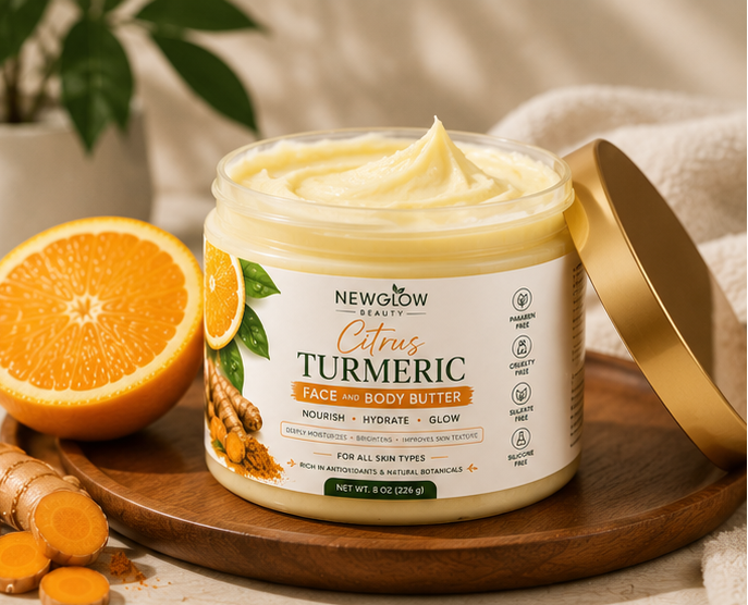 NEWGLOW Citrus Turmeric Face & Body Butter – Deep Moisturizing Cream for Soft, Radiant & Glowing Skin