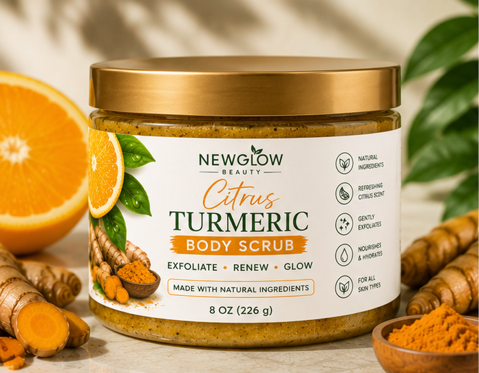 NEWGLOW Citrus Turmeric Body Scrub – Brightening & Exfoliating Glow Polish